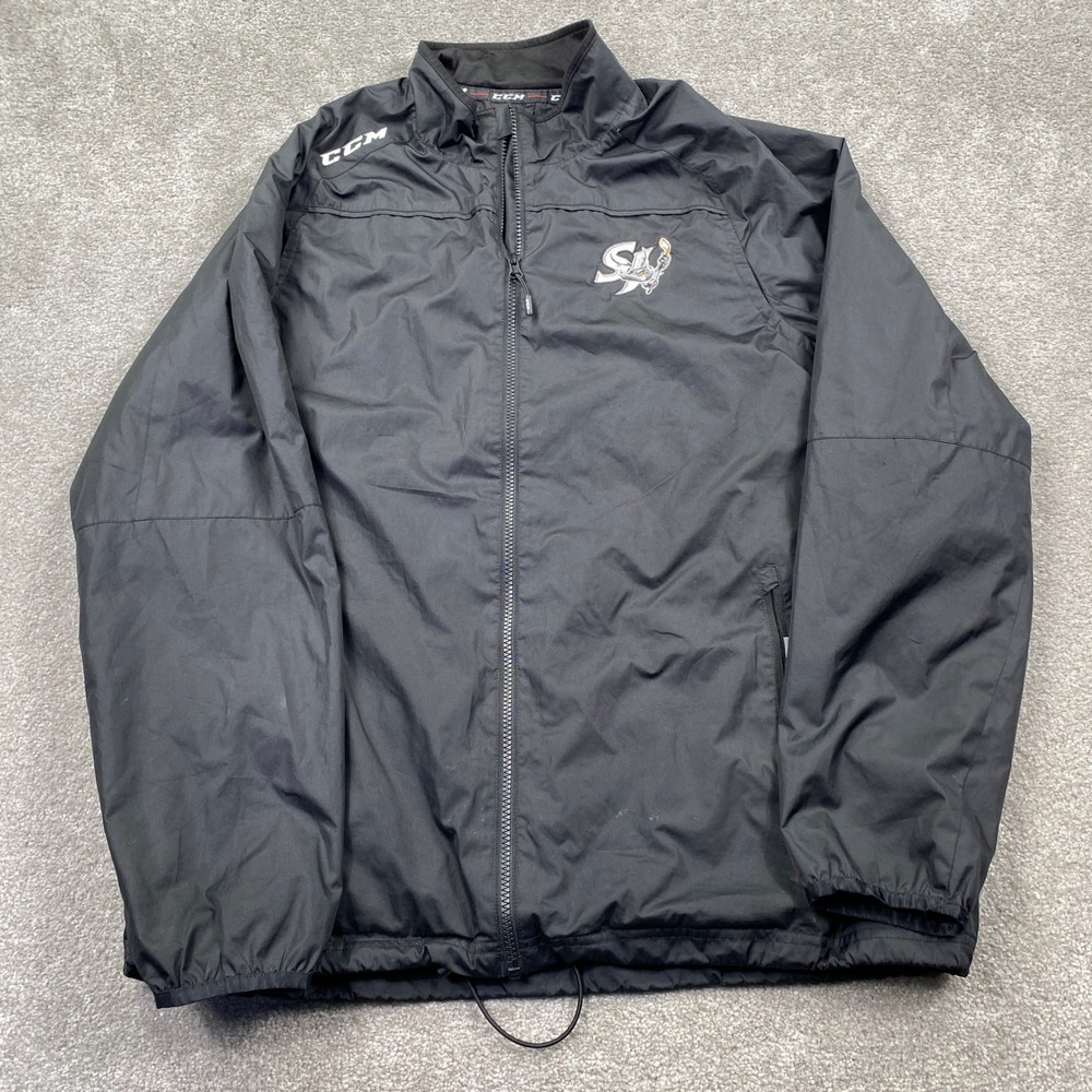 CCM San Jose Barracuda Jacket Mens Large Black Tactical Cool AHL Hockey Zip Up
